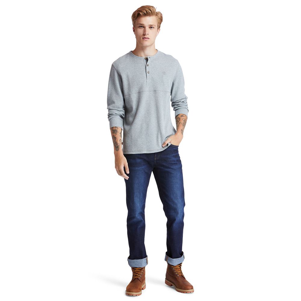 Timberland Πουκαμισα Ανδρικα Γκρι - Wharf River Waffle-Knit Henley - Greece 5031948-SF